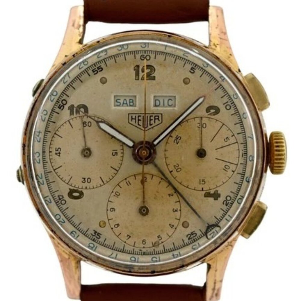 Breitling 34mm Men's Vintage Triple Calendar Cal 72C Chrono GP Watch- Ref: 2543!